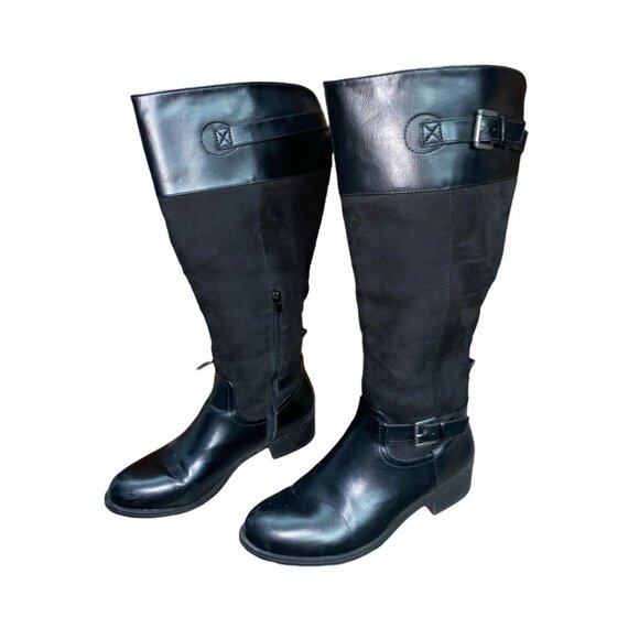 Sz.9.5 M*Mari A.*Tall Black Faux Leather Boots - Picture 2 of 12